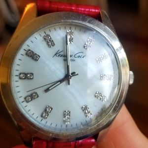 Vintage Kenneth Cole watch red leather mother of p